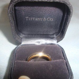 Tiffany 3.5 mm platinum / 18k milgrain band/ring size 6.5
